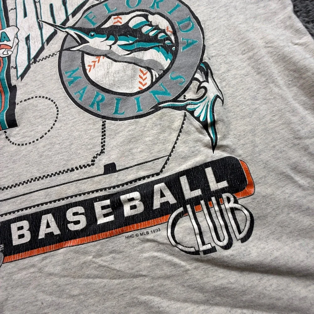 Florida Marlins T-Shirt Kids XL Gray Vintage 90s Baseball Tee USA Made 1993